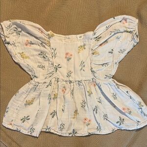 H&M Kids Blouse - White with Yellow and Pink Floral